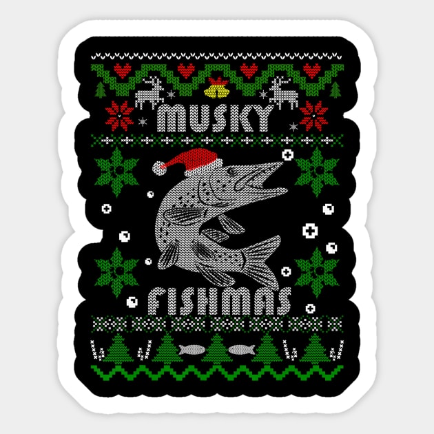 Angler Fishmas Musky Fishing Ugly Christmas Sticker by kasperek